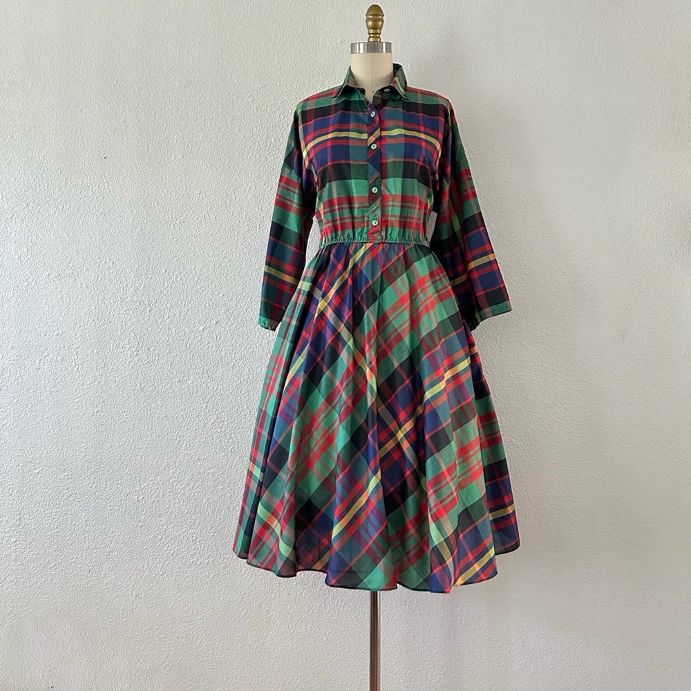 Vintage plaid shirt dress